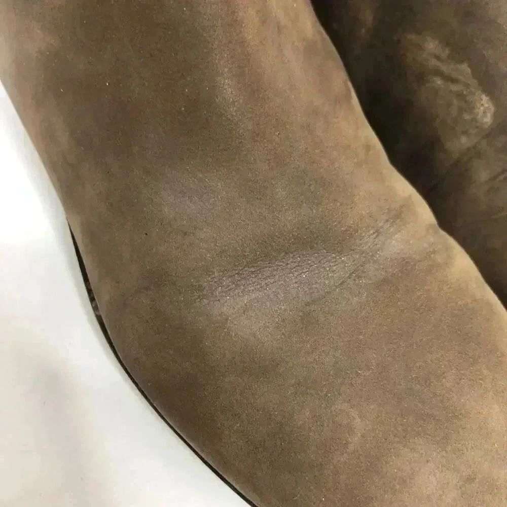 GAP Distressed Leather Mushroom Brown Leather Booties Buckle Moto Boot - Picture 10 of 12